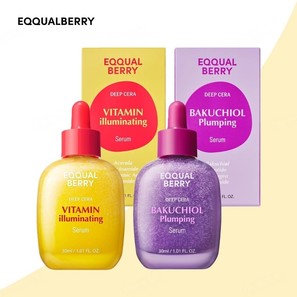 EQQUALBERRY Bakuchiol Plumping Serum 30ml & EQQUALBERRY Vitamin Illuminating Serum  30ml