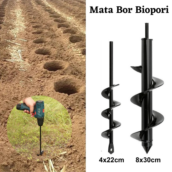 Mata Bor Tanah Biopori Auger Spiral Drill Bit Alat Pelubang Tanah Kebun Taman