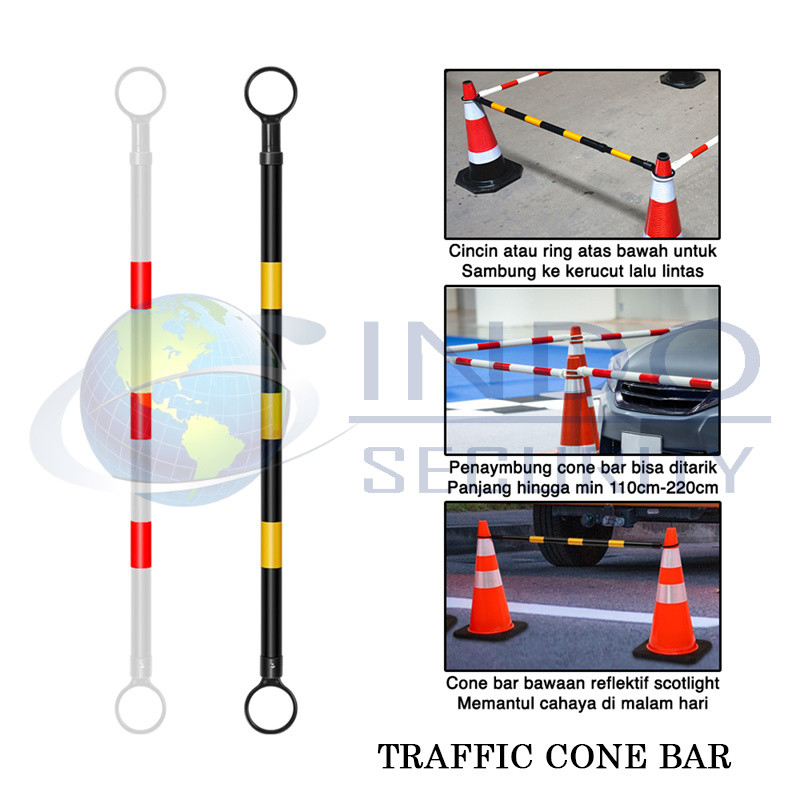 Traffic Cone Bar ABS Retractable Cone Pole - Cone Bar Penghubung Kerucut Lalu Lintas
