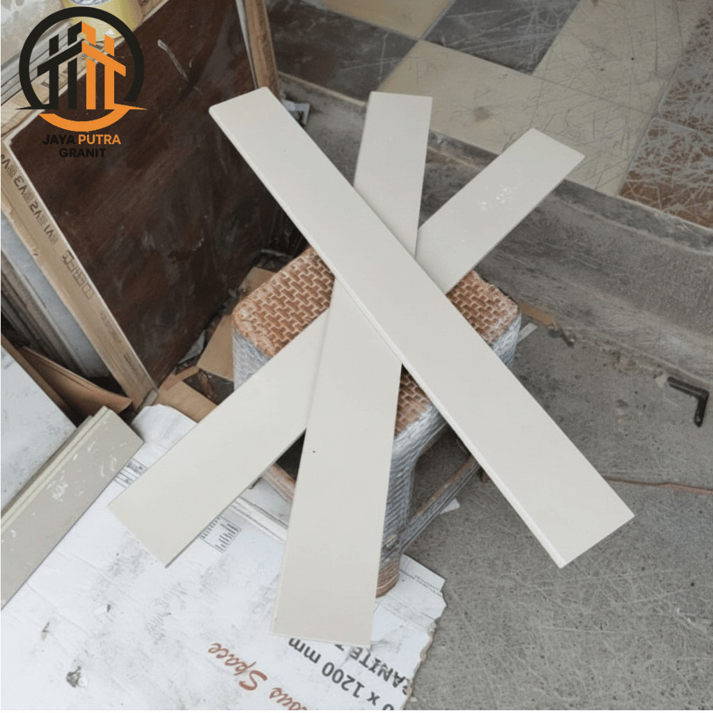 Lis Lantai Dinding 10x60 Cream Polos Bavel Mewah Plint Keramik Granite Tile Custom Potong Rapi Murah