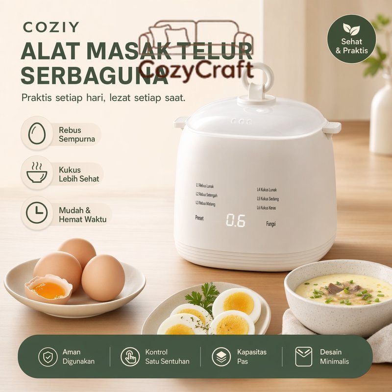 alat rebus telur listrik multifungsi egg cooker otomatis kukus telur yogurt custard 4 telur