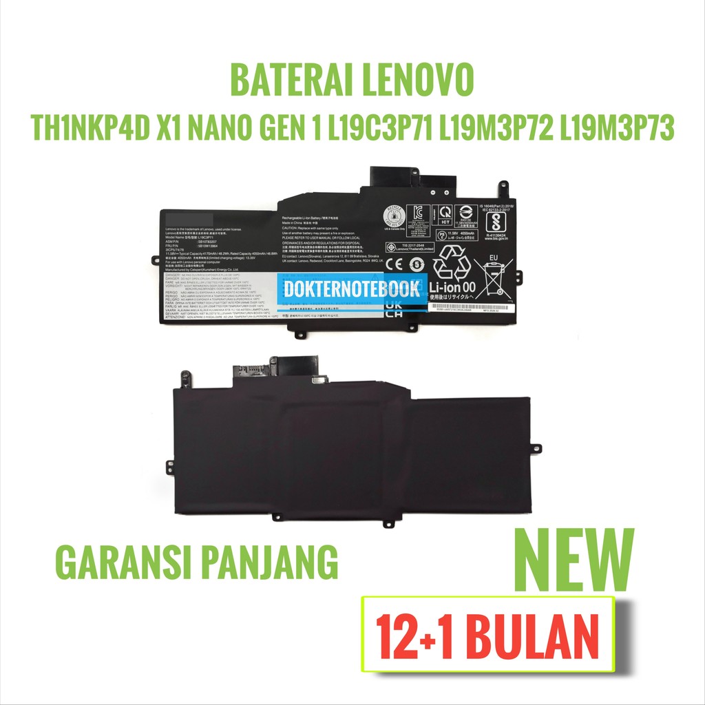 Baterai Untuk Len0v0 Th1nkPad X1 Nano Gen 1 20UN 20UQ Series L19M3P72 5B10W13963 SB10T83206 5B10W139