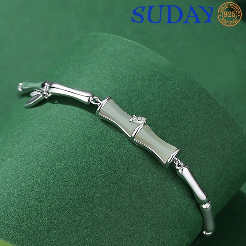 SUDAY Gelang Giok Hetian Gelang Bambu Wanita Hadiah Mewah Terjangkau Untuk Pacar