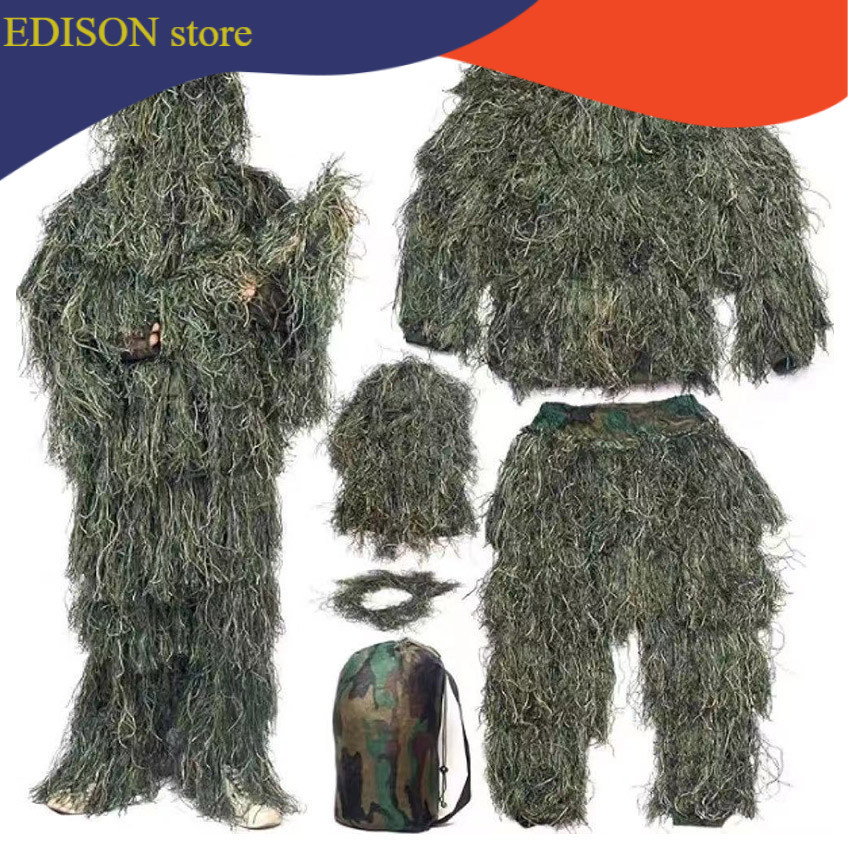 EDISON Baju Camo Anak dan Dewasa Ghillie Suit  Baju Sniper Tactical Hunting  Pakaian Kamuflase Hutan