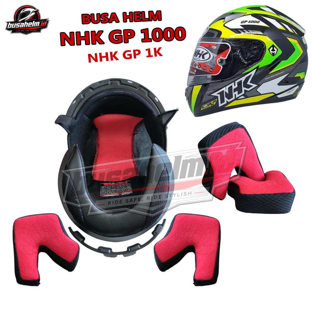 Busa Helm Nhk Gp1000 Gp 1000 Fullset Cheekpad Spon Samping Full Face