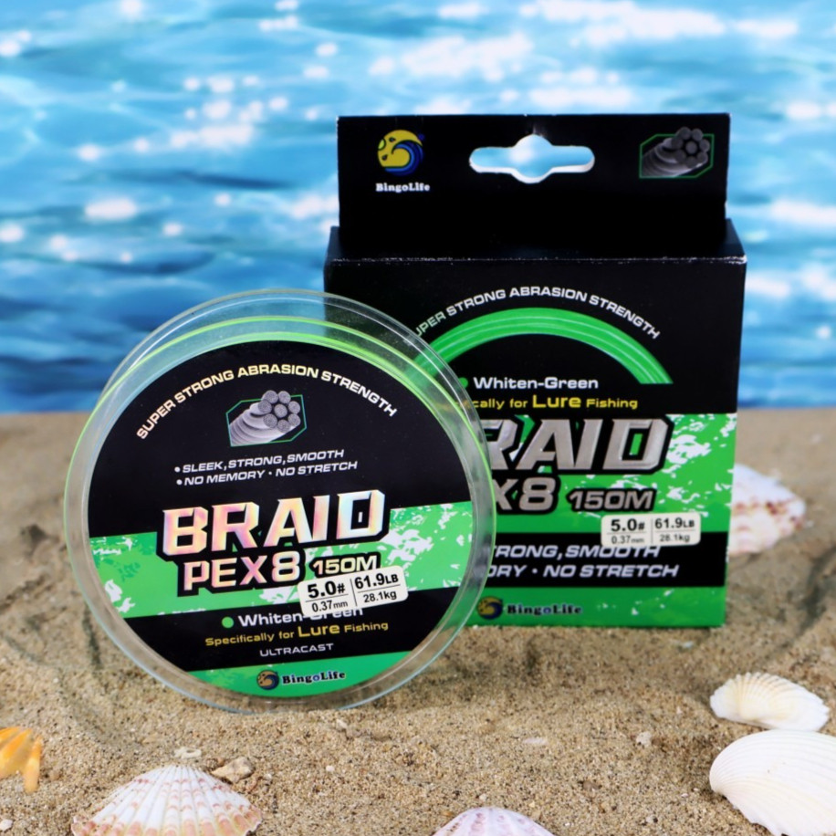 Benang 150m PE X8 Casting Senar Pancing Hijau Mudah Tenggelam Kuat Lure Fishing 0.12mm~0.5mm Senar P