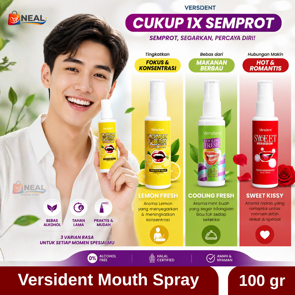 Versident Parfum Mulut Anti Bau Mulut Pengharum Nafas Mint Lemon Bubblegum BPOM - 1 Pcs Cooling Fres
