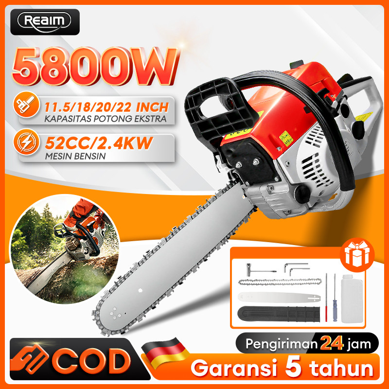 Mesin Potong Kayu 58CC 18"/20"/22" Sinso Gergaji 2Tak Mesin Chainsaw Potong Kayu Mesin Gergaji Senso