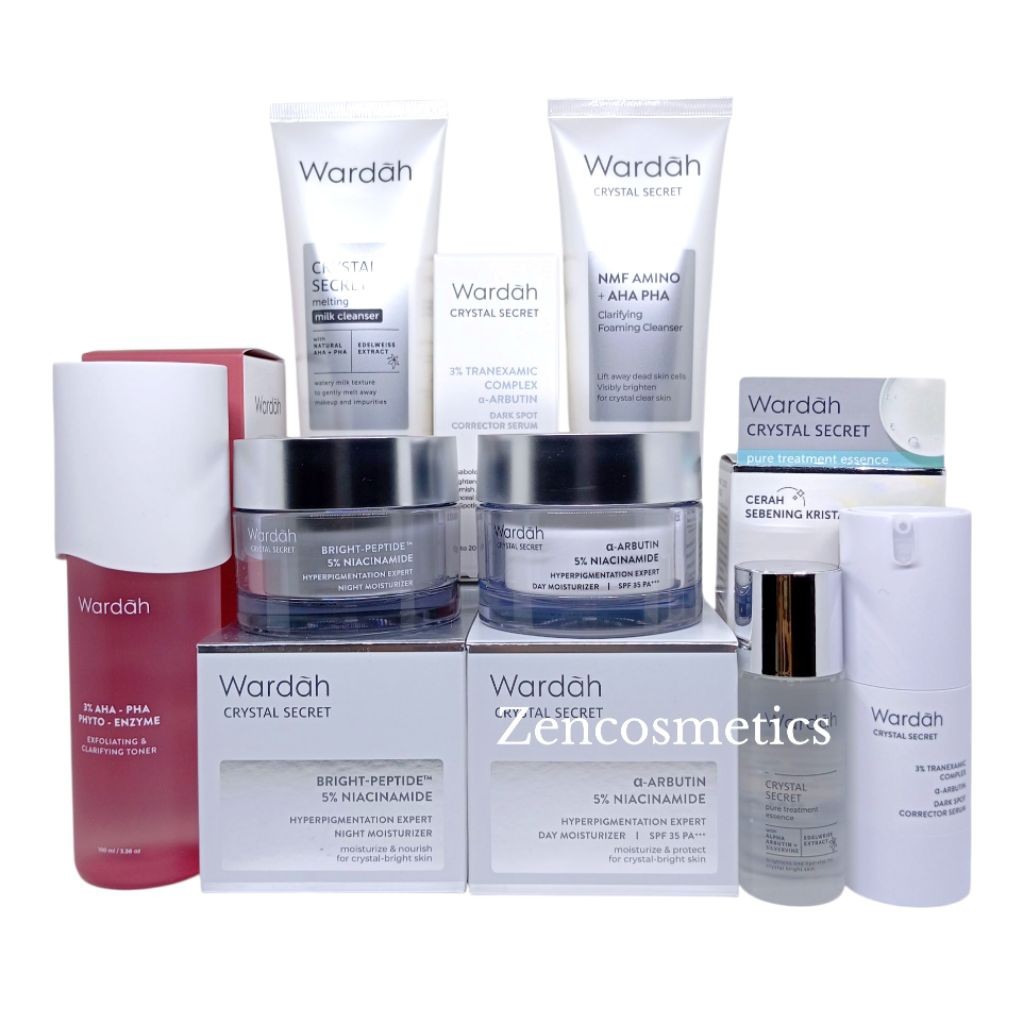 WARDAH SKINCARE CRYSTAL SECRET PAKET SERIES LENGKAP/ PAKET Wardah Crystal Secret Komplit/ FLEK HITAM