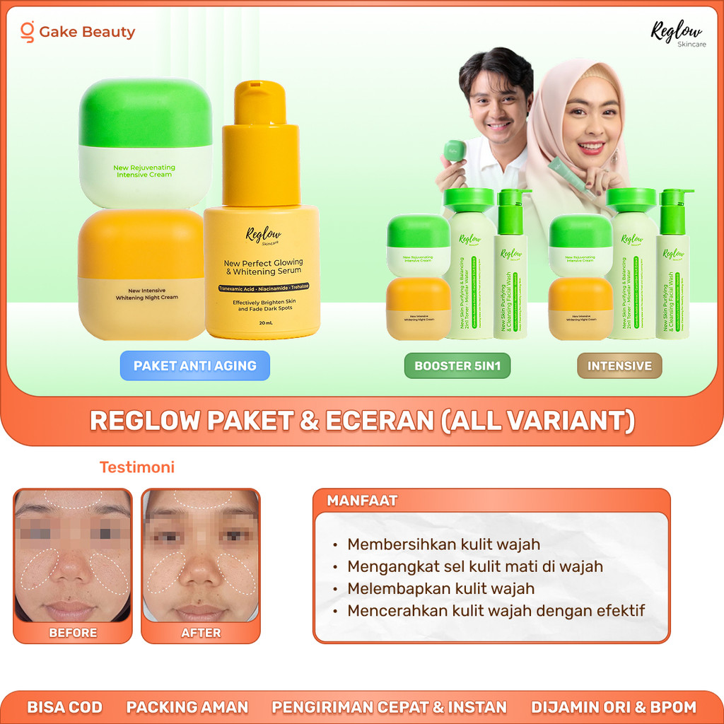 Reglow Skincare Paket Anti Aging Skincare Aging isi 3 Menjaga Elastisitas Kulit