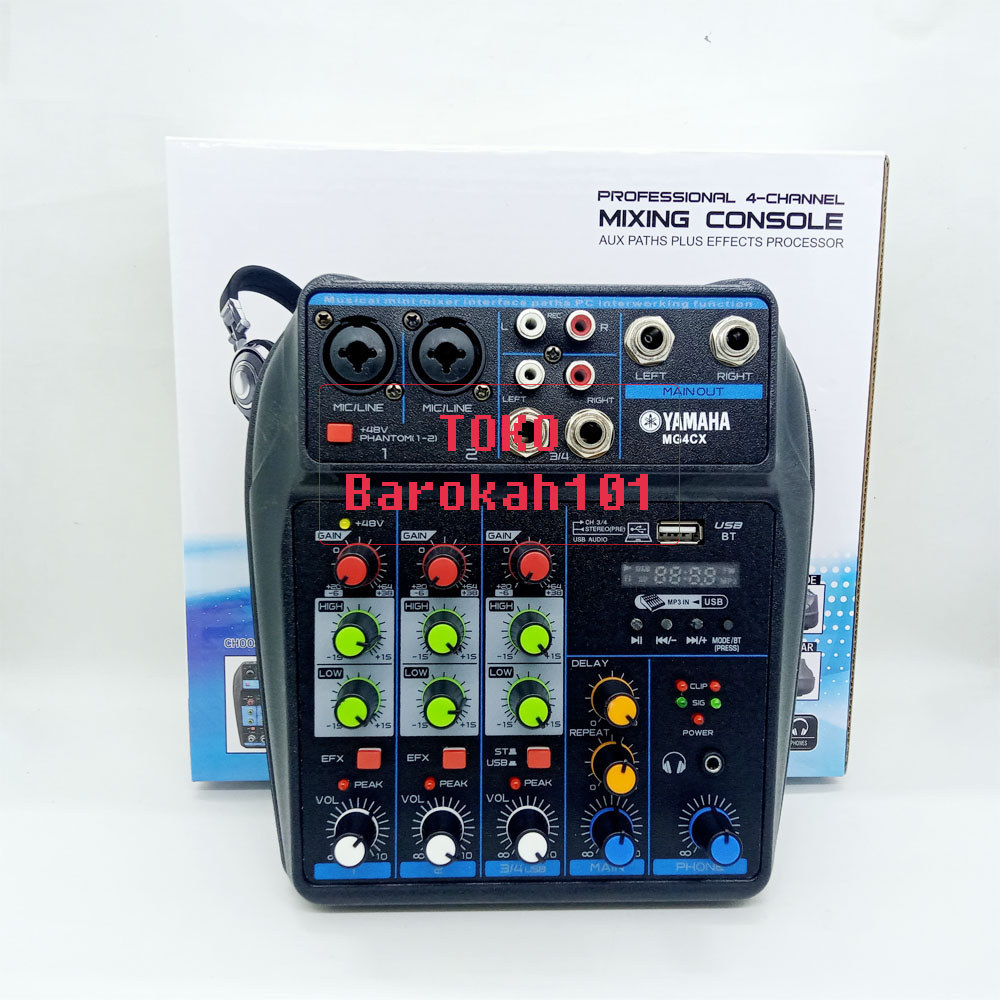 Mixer Mixing audio mini 4ch Yamaha MG4CX 4 channel bluetooth USB Mikser Audio Mini Rumahan Merk YAMA
