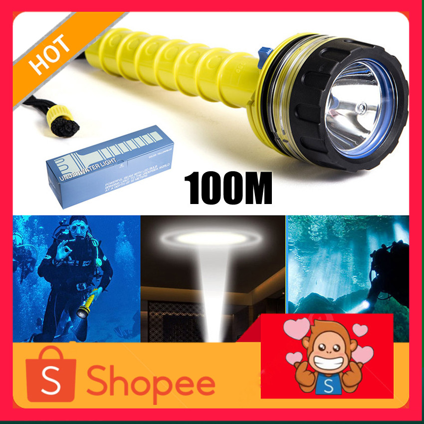 LED Senter Selam Profesional Tahan Lama Lebih Dari 24 Jam Tahan Air Super Terang Senter Selam scuba 