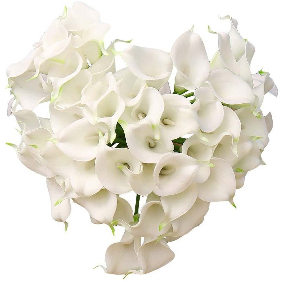 Calla LilyPVC Latex Artificial Flower Bouquet, Bridal Wedng Party Decor, Real Touch Flower, White, P