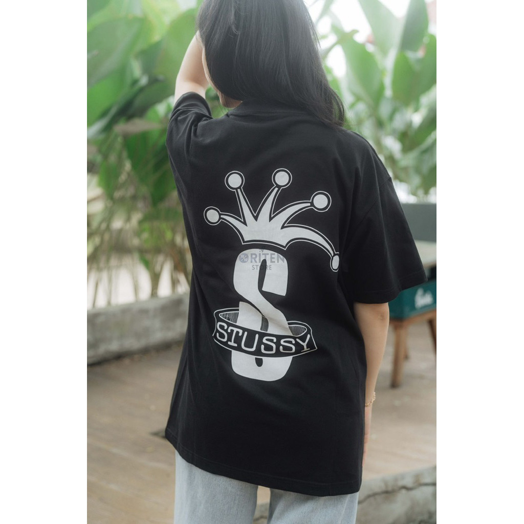 Ramadhan - COD Kaos Stussy Crown Band Tee Black Original / Baju Kaos Stussy  T-shirt pria Unisex Bre