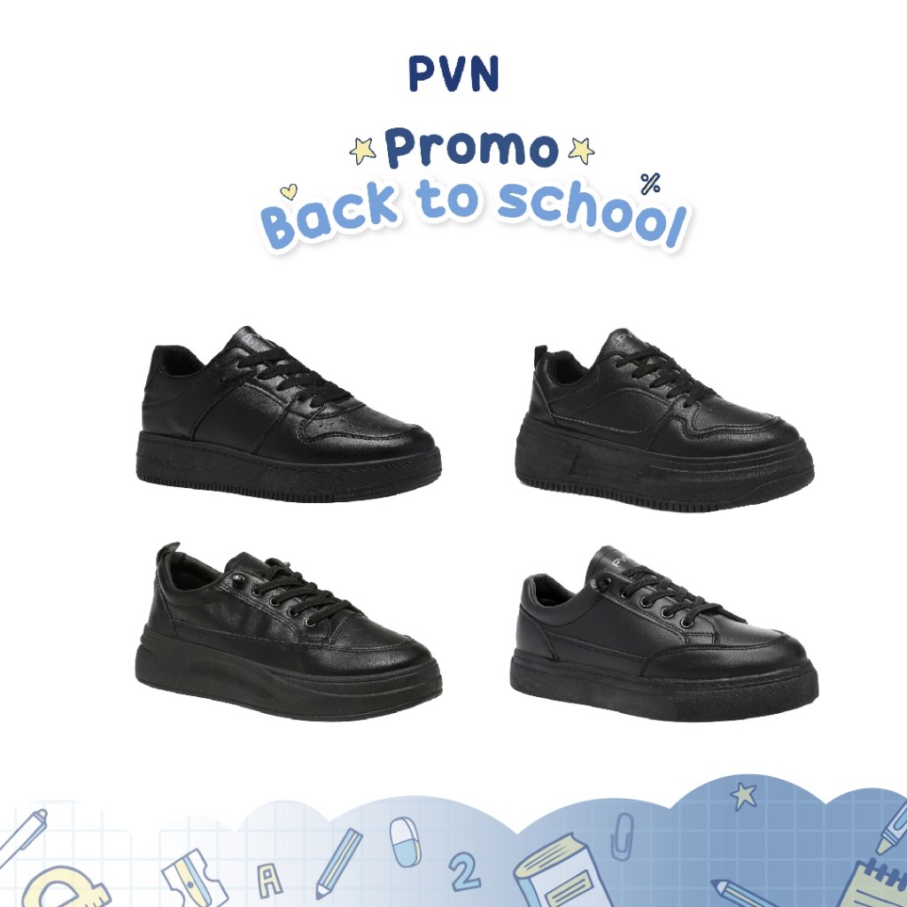 SANRIRINTOJAYASHOP PVN Heejin Sepatu Sekolah Hitam Sneakers Wanita Sport Shoes Black 332