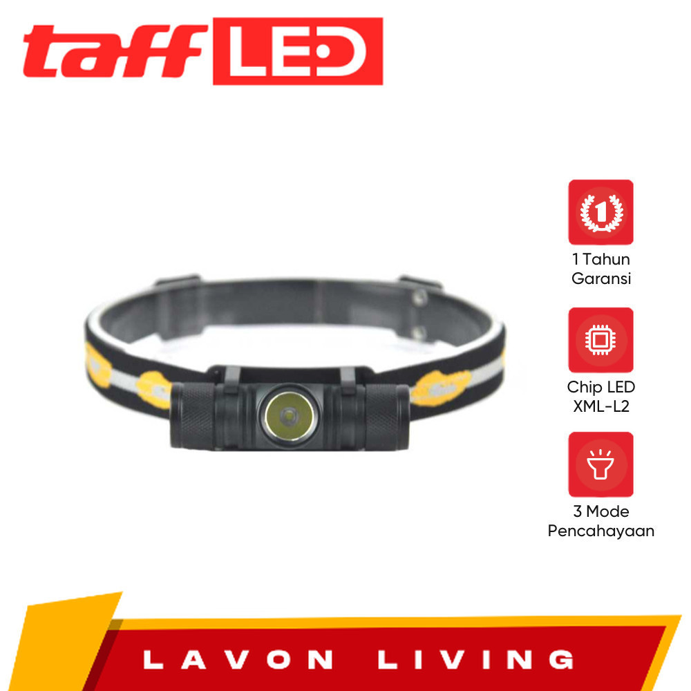 TAFFLED Senter Kepala Headlamp Headlight LED XML-L2 800 Lumens - D10-GCU2
