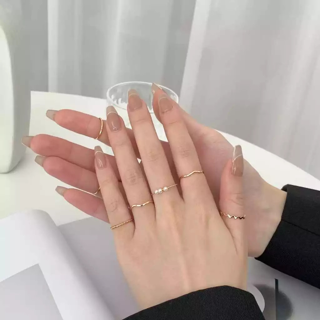Cincin Set Isi 5pcs Cincin Stackable Fashion Aesthetic