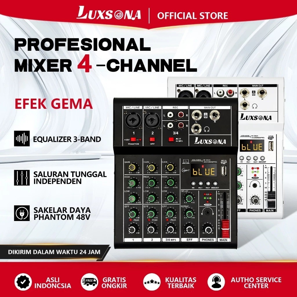 LUXSONA Mixer 4 chanel/mixer audio/99DSP 4 chanel mixer mini /Amplifier Bluetooth Mini profesional/S