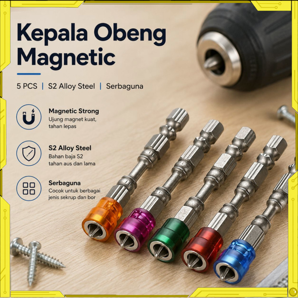 Kepala Obeng Magnetic Screwdrivers Hex S2 PH2 5 PCS TL598