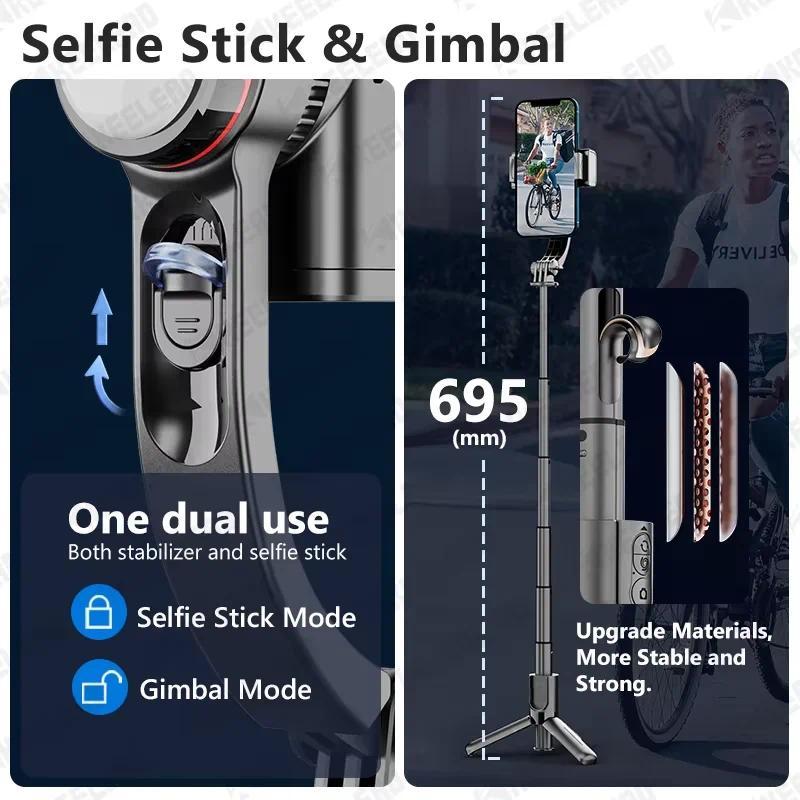 TOKQI L18s Gimbal Stabilizer Selfie Stick Tripod Extendable with Fill Light Bluetooth Wireless Remot