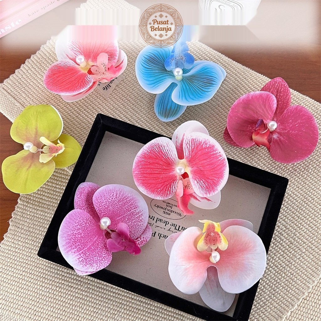 Pusat Belanja Jepit Rambut Bunga Anggrek Orchid Wanita Aksesoris Rambut Hijab Elegan untuk Harian Fa