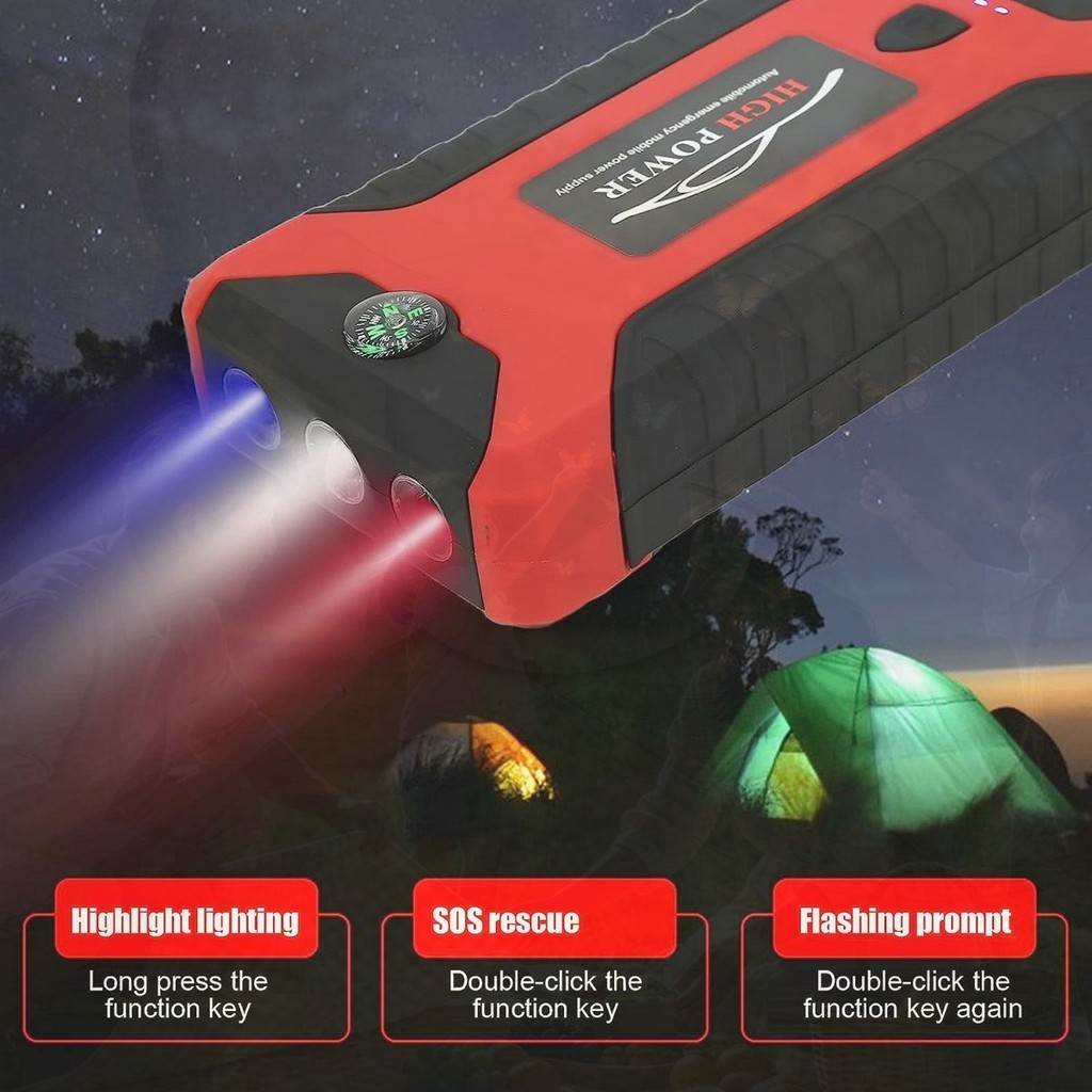 Power Bank 12V Super Besar 99800mAh Jumper Aki Mobil Darurat Powerbank USB Multifungsi Senter LED Te