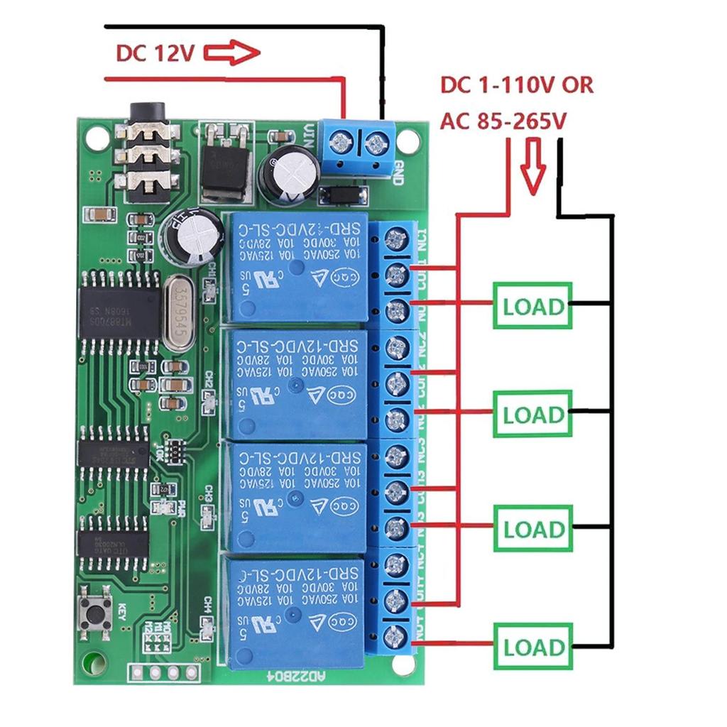 AD22B04 12V 4 Channel DTMF Tone Signal Decoder Relay Phone Remote Control PLC