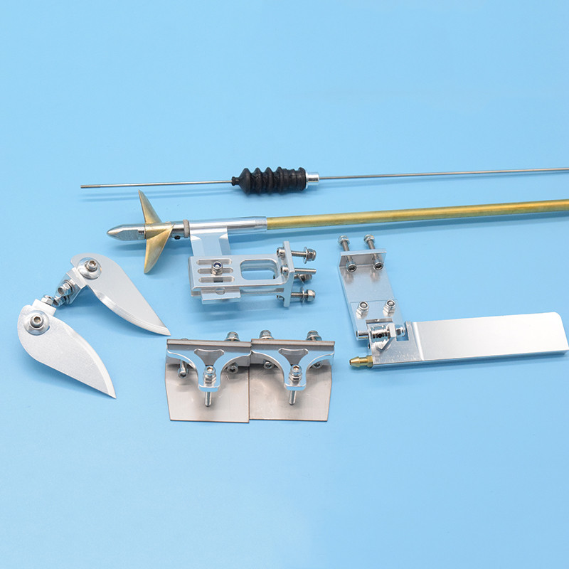 4mm Drive Flexible Shaft Strut + 95mm Rudder + 35mm Propeller + Turn Fins Turn Tabs Kits for RC Boat