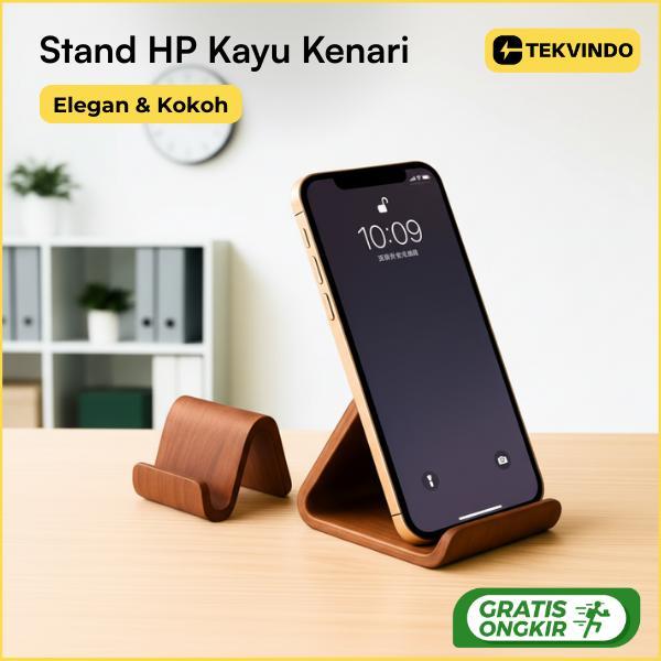 Stand Holder Hp Meja Wooden Phone Holder Stand Handphone Sandaran Dudukan Hp Ponsel Kayu