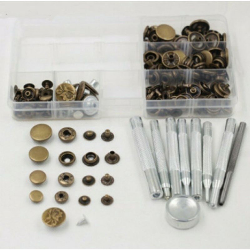 (JoyBox Id) Alat Jahit Perlengkapan Jahit Tas Baju Jaket Set 40 Pcs Kancing Snap Press