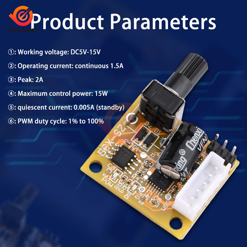 DC 5V 12V 15V BLDC 3-Phase Brushless Motor Driver 2A 15W DC Motor Speed Controller Sensorless Board 