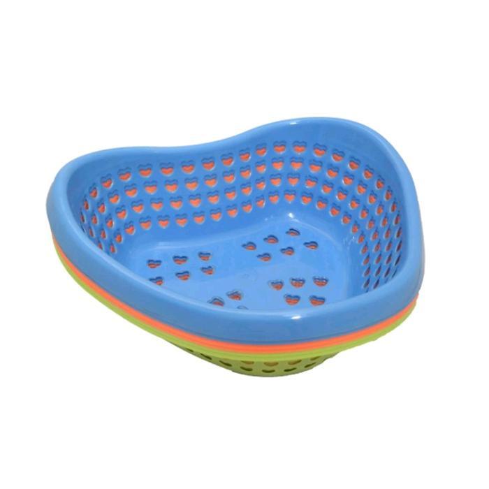 Keranjang Plastik Buah Sayur / Tempat Penyimpan - Love - Biru, Kecil