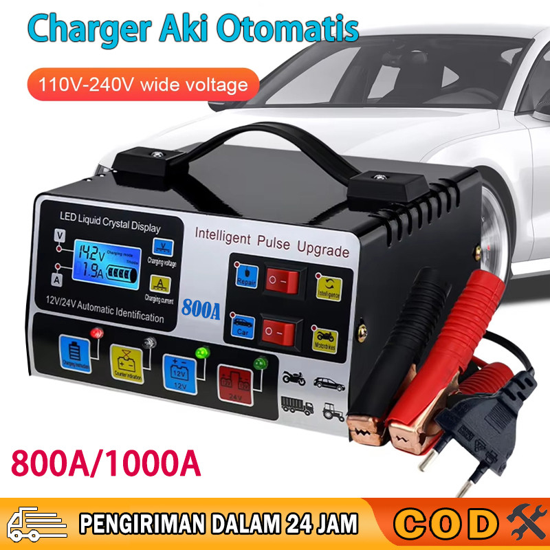 Charger Aki Otomatis Smart Intelligent 12v24v 400W 800AH Auto Repair Mobil Pengisi Daya Kendaraan Pe