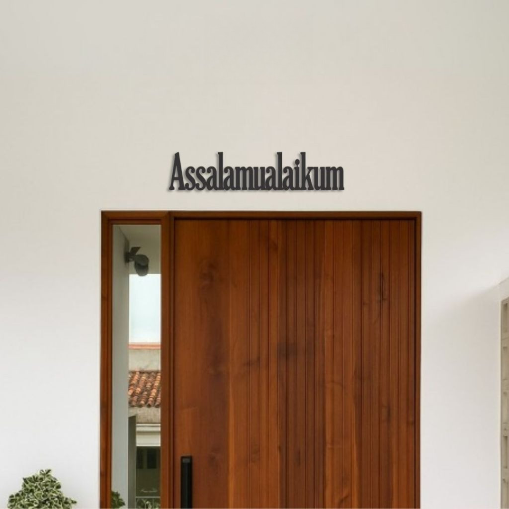 Hiasan Pintu Masuk Timbul Assalamualaikum Latin / Arab Cutting Plywood 5mm