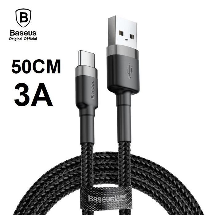 BASEUS Kabel Data Cafule USB to Type C 50CM Fast Charging Quick Charge 3A Cable Charger Cas Original