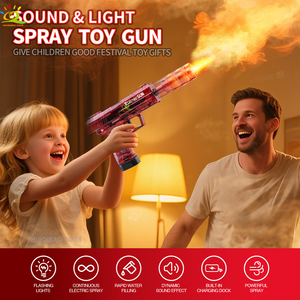 USP Electric Spray Light & Sound Toy Gun  Retractable Barrel with Cool Light Effects  Party Battle G
