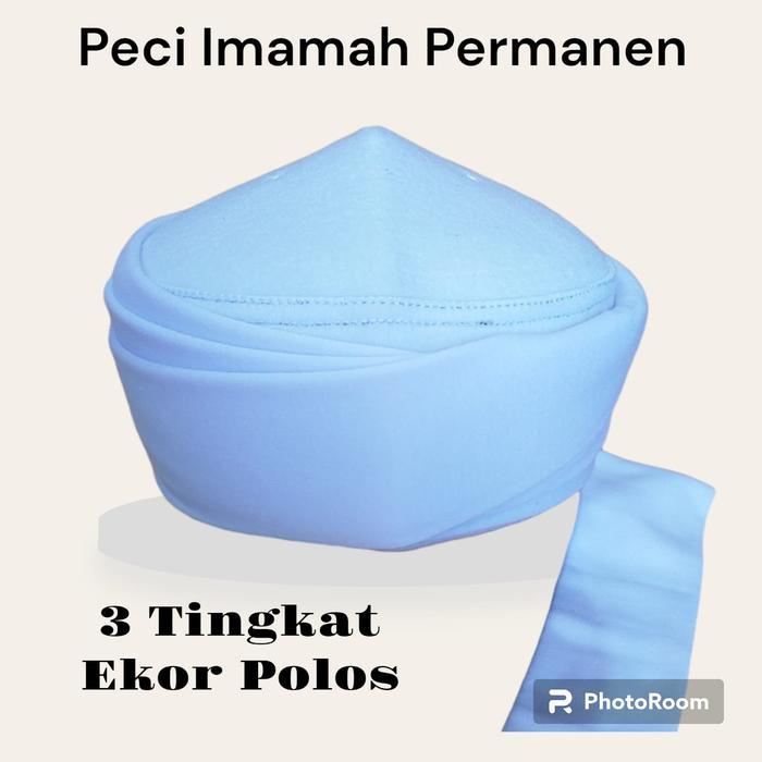 Trend Terbaru_[ Mall ] Peci Imamah Permanen Anak Sampai Dewasa 3 tingkat Ekor Polos - Putih Putih, S
