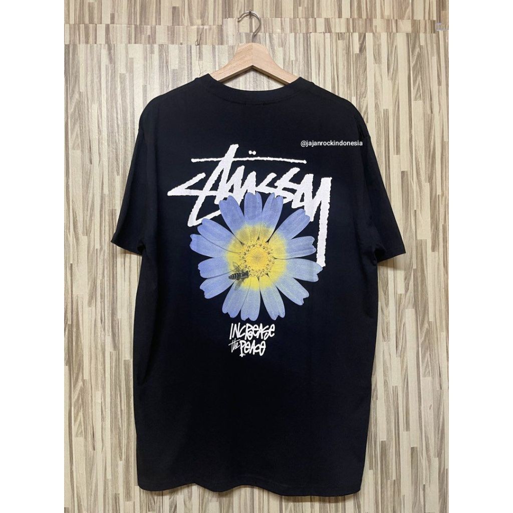 New 12.12 KAOS ST*SSY FLOWER BLACK TEE Kaos pria brended