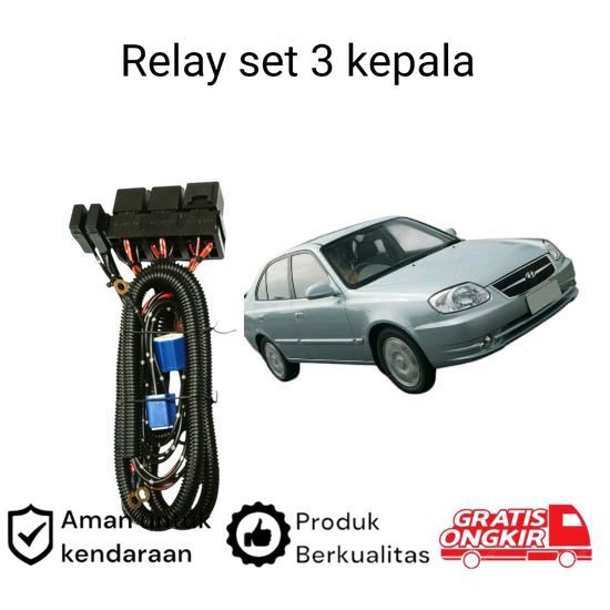 Relay Set Lampu Utama LED H4  Mobil Hyundai Avega Koko
