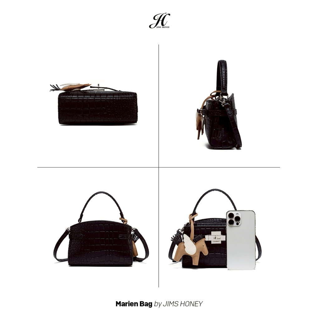 JIMS HONEY MARIEN BAG Tas Selempang Hand Bag Wanita Slingbag Cewek Jimshoney Trendy Elegan Kulit Sintetis Grade A Croco Texture Dengan Charm Kuda Lucu - Teddy