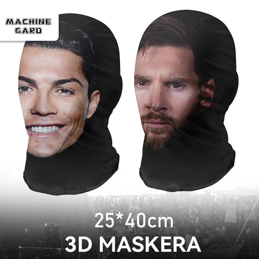 Machinegard Topeng Penutup Kepala 3D Balaclava Mask Masker Full Face Motif Lionel Messi, Cristiano R