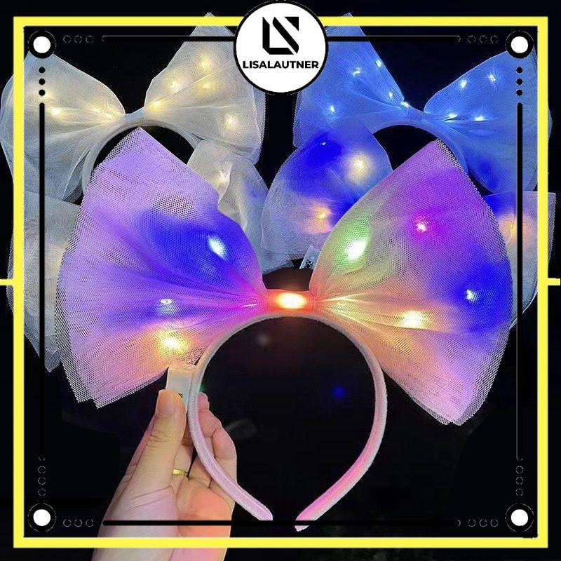 Bando Led Pita / Bando Lampu Warna Warni / Bando Lucu Pita Anak Dewasa / Bando Pita Led Natal Pesta 