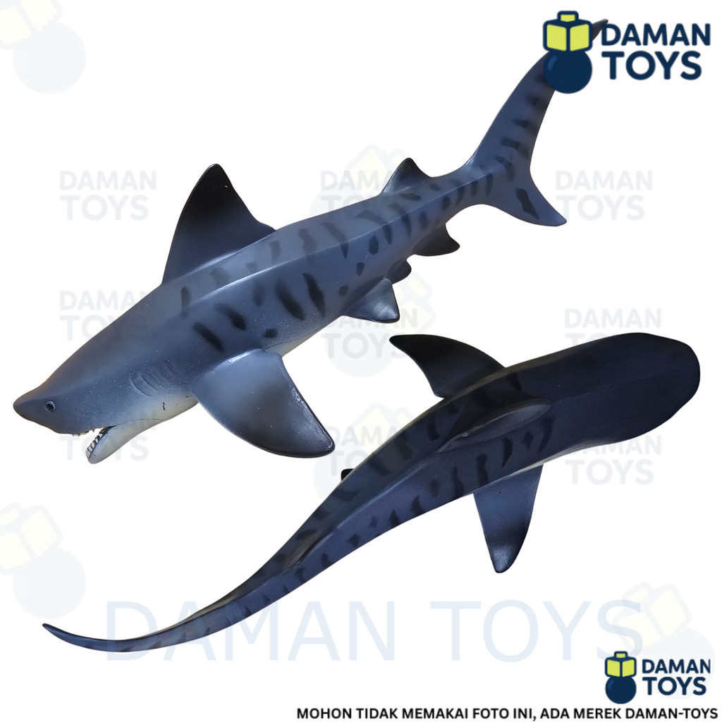 URBANZENT - Figure Ikan Hiu Macan Besar - Tiger Shark Mainan Hewan Laut