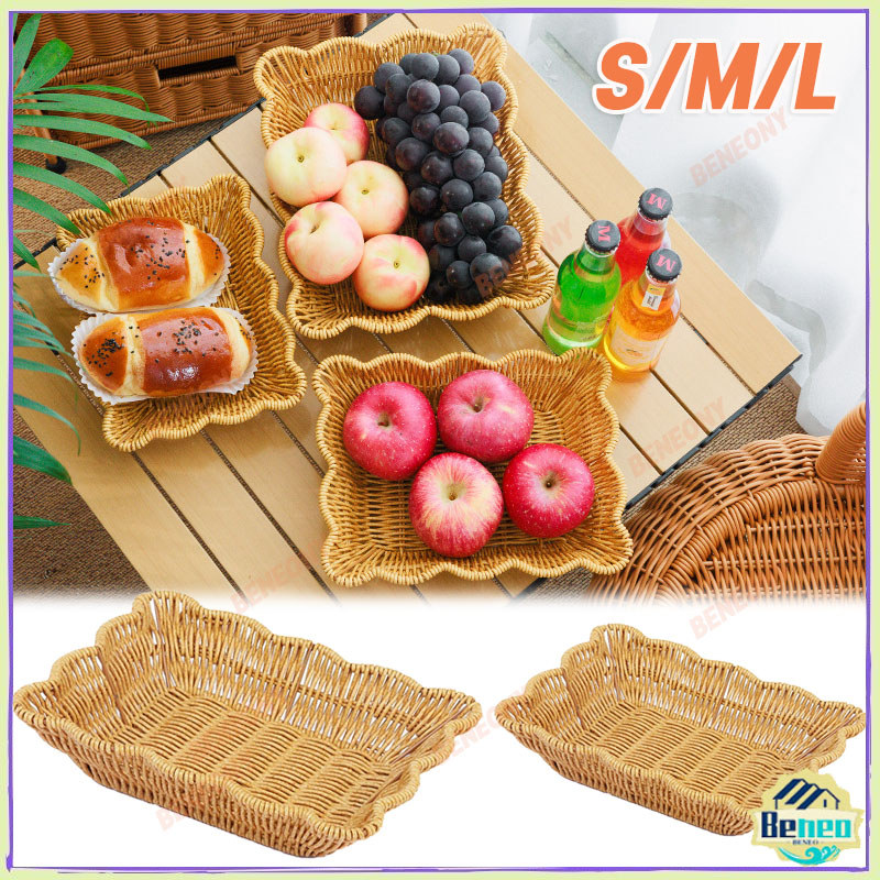 S/M/L Keranjang Rotan Keranjang Rotan Penyimpanan Kotak Roti Dan Kue Keranjang Buah Multifungsi Namp