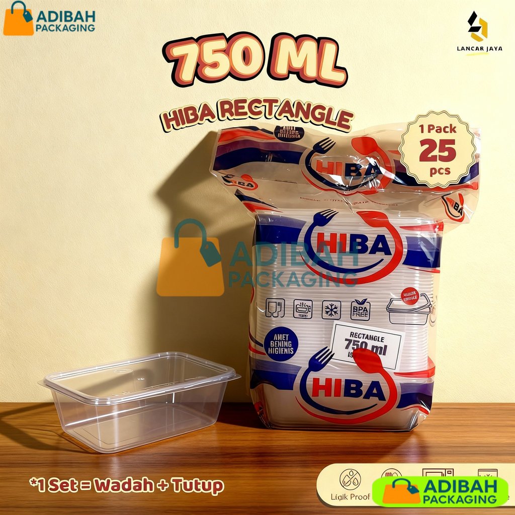 Promo Thinwall HIBA Rectangle 750ml Food Container Plastik Persegi Panjang Bahan Tebal COD