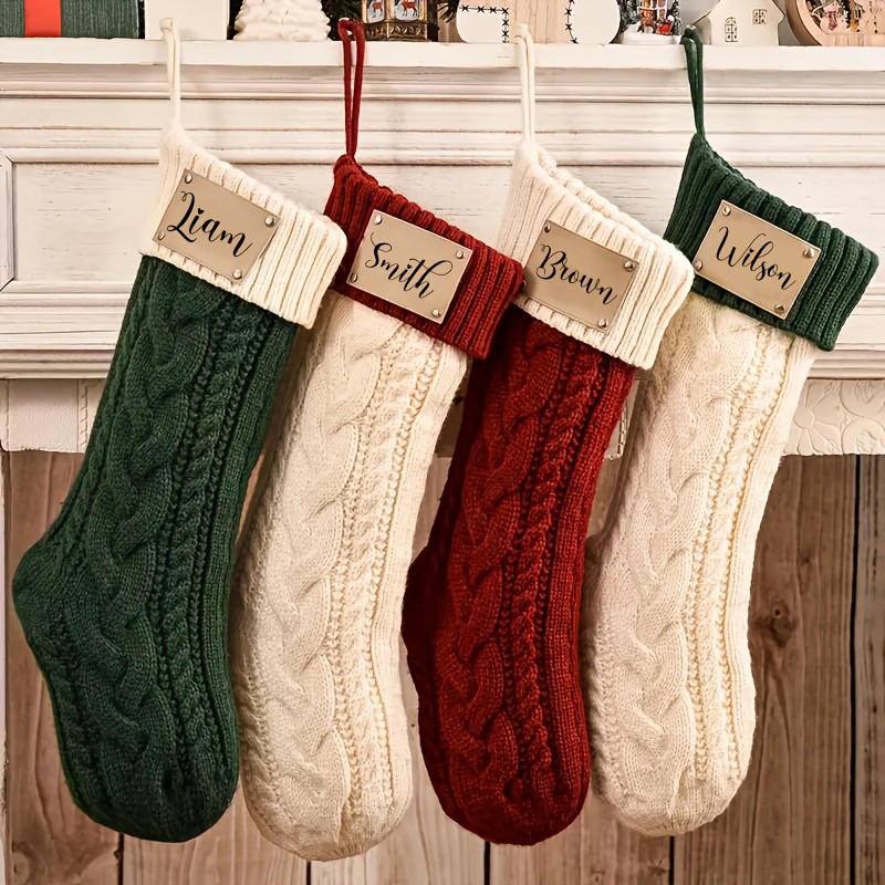 Custom Family Christmas Stockings 2025 with Names Holiday Stockings Custom Knitted Stockings Holiday