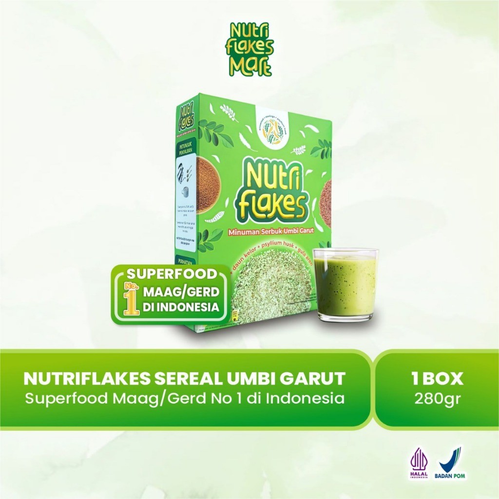 NUTRIFLAKES - Sereal Sehat Umbi Garut Mencegah dan Mengobati Permasalahan Lambung | Nutriflakes Mart