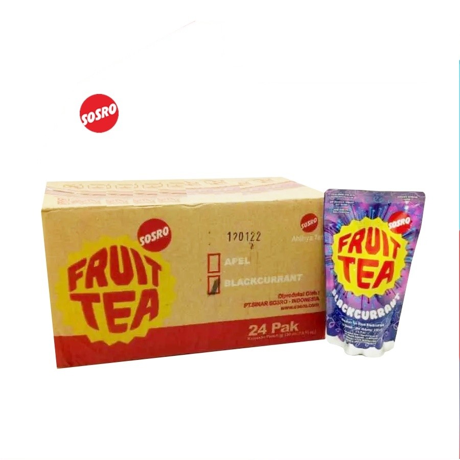 [UniGrosir] Sosro Fruit Tea Blackcurrant Pouch 200 ml x 24 pcs DUS Teh Buah 230 ml