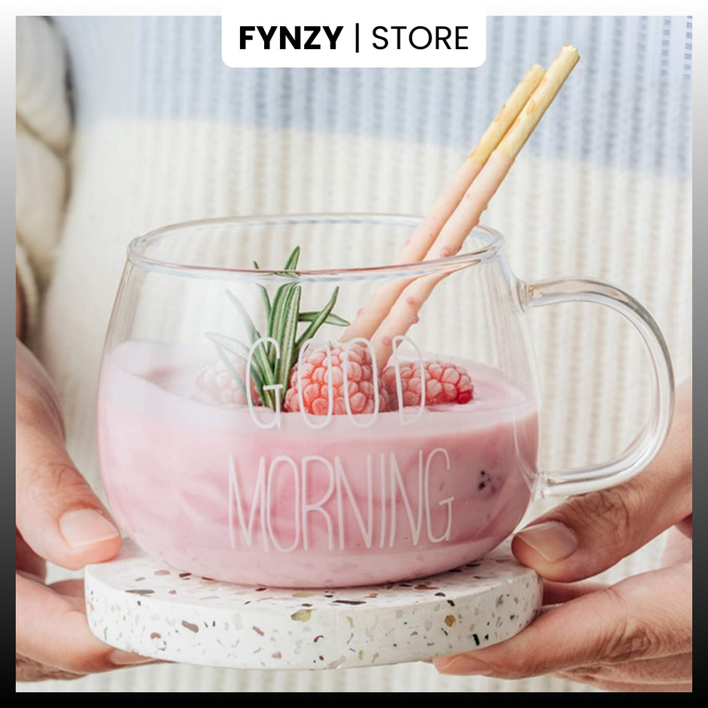 Cangkir Mug Gelas Wadah Jus Kolak Dawet Es Buah Kopi Kaca Tahan Panas Aesthetic 350ml 400ml