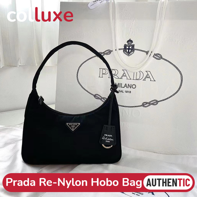 Tas Mini Prada Re-Edition 2000 & 2005 Re-Nylon Tas Hobo Tas Bahu Wanita Tas Hobo